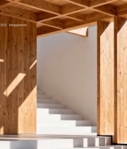  木质结构建筑内白色阶梯5157#竖屏 	 