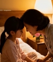  母女卧室温馨亲昵互动4730#竖屏 	 