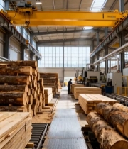  木材工厂内工人与生产场景2846#竖屏 	 