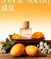  芒果与香水瓶静物展示3706#竖屏 	 