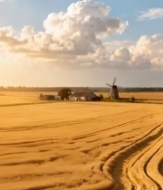  麦田风车乡村风光(1)1375#竖屏 	 