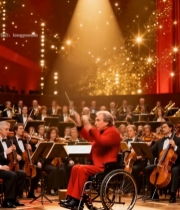  轮椅指挥家指挥交响乐团演奏2209#竖屏 	 
