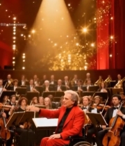  轮椅指挥家指挥交响乐团演奏(1)3175#竖屏 	 