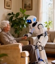  老人与机器人室内互动场景(2)4825#竖屏 	 