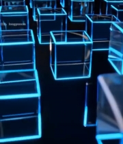  蓝色透明立方体场景素材7122#竖屏 	 