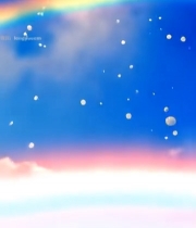  蓝天彩虹与漂浮光斑2685#竖屏 	 