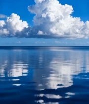  蓝天白云下的平静海面(2)6346#竖屏 	 