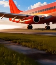  客机跑道起飞画面983#竖屏 	 