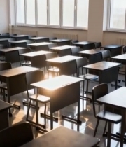  空教室桌椅摆放场景681#竖屏 	 