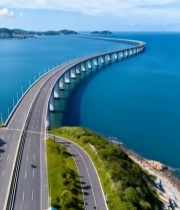  跨海大桥空中俯瞰景象2323#竖屏 	 