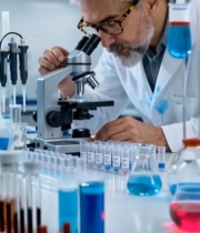  科研人员实验室使用显微镜(2)3194#竖屏 	 