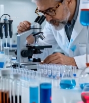  科研人员实验室使用显微镜(2)3194#竖屏 	 