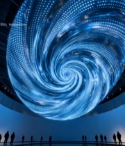  科技馆内大型螺旋灯光装置5897#竖屏 	 