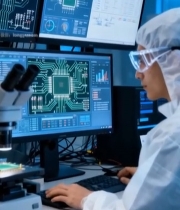  科研人员实验室操作芯片2993#竖屏 	 