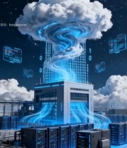  科技感数据云与服务器场景2033#竖屏 	 