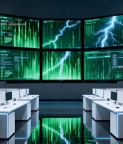  科技感数据监控室场景520#竖屏 	 