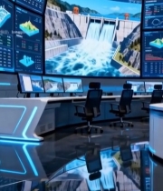  科技感水电监控室全景7613#竖屏 	 