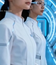  科技感场景中女性科研人员6171#竖屏 	 