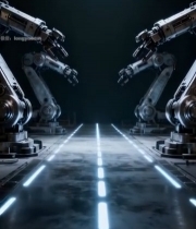  科幻场景中的机械臂2231#竖屏 	 