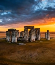  巨石阵日落自然景观5045#竖屏 	 