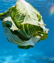  卷心菜入水特写7813#竖屏 	 