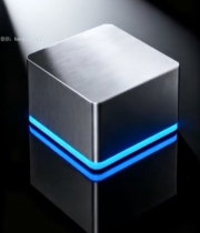  金属立方体带蓝色光条素材4193#竖屏 	 