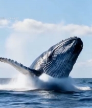  鲸鱼跃出海面瞬间2912#竖屏 	 