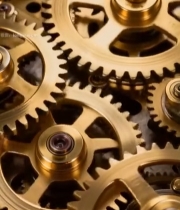  金色机械齿轮特写(1)2633#竖屏 	 