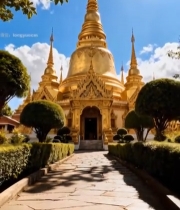  金色佛塔建筑全景105#竖屏 	 