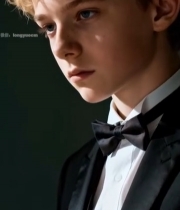  金发少年着礼服看乐谱1909#竖屏 	 