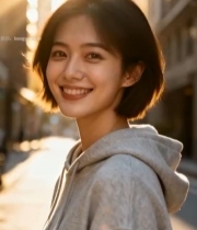  街头微笑的年轻女性6928#竖屏 	 