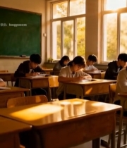  教室中学生们伏案学习场景5019#竖屏 	 