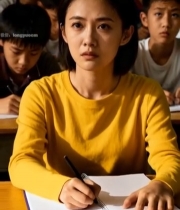  教室中女生与学生们上课场景87#竖屏 	 