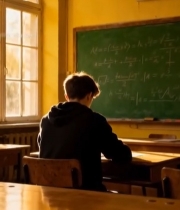  教室中学生独自学习场景(1)7486#竖屏 	 