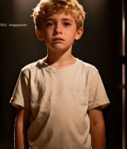  金发男孩舞台灯光下哭泣3066#竖屏 	 