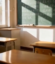  教室内部桌椅黑板场景7060#竖屏 	 