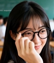  教室里戴眼镜女孩揉眼睛6195#竖屏 	 