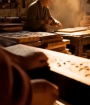  匠人专注木雕创作(1)6728#竖屏 	 