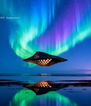  极光下海边悬浮建筑景象7690#竖屏 	 