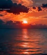  海上日落唯美自然景观153#竖屏 	 
