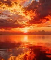  海上日落天空云彩景象1530#竖屏 	 