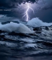  海上闪电风暴景象4838#竖屏 	 