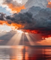  海上日出天空云彩风景1578#竖屏 	 