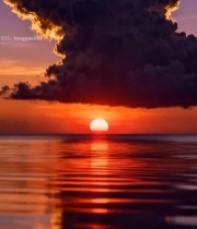  海上日落大云朵景观5467#竖屏 	 
