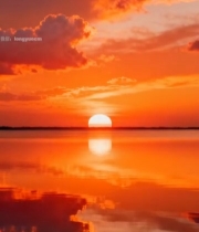  湖面日落天空晚霞美景620#竖屏 	 