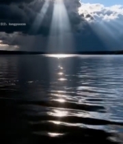  湖面穿透云层的阳光景观1647#竖屏 	 