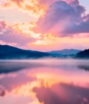  湖面日出自然风光(3)1815#竖屏 	 