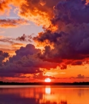  湖面日落天空美景5630#竖屏 	 