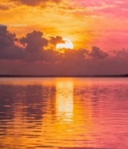  湖面日落天空美景(1)5808#竖屏 	 