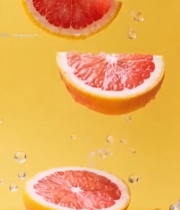  红心柚切片入水瞬间画面7459#竖屏 	 